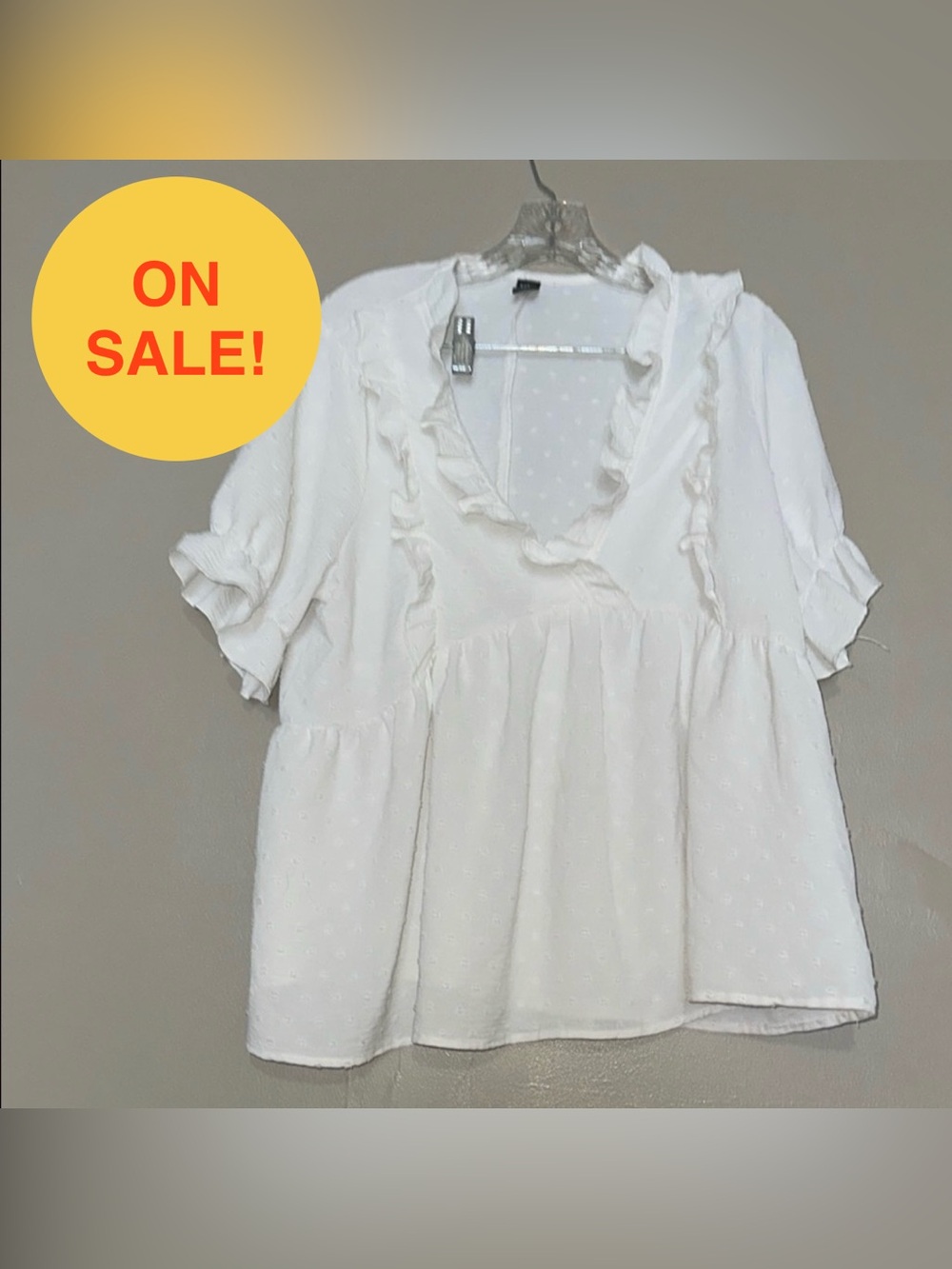 White Ruffled Women's Top